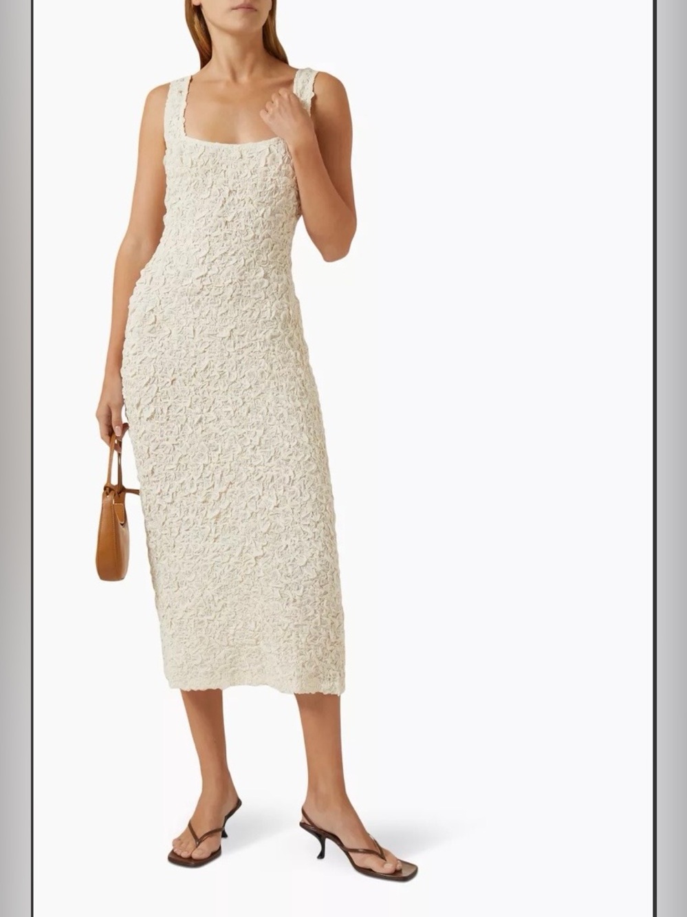 Mara Hoffman NWOT Women’s Sloan Sleeveless Midi Popcorn Column Dress In Cream XS - Picture 7 of 14